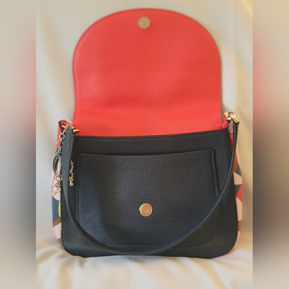 Kate Spade Navy Blue Pebbled Leather Purse Tropical Toss - Picture 9 of 9